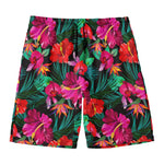 Hawaii Floral Flowers Pattern Print Men's Swim Trunks