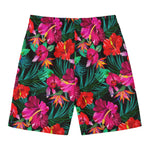 Hawaii Floral Flowers Pattern Print Men's Swim Trunks