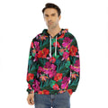 Hawaii Floral Flowers Pattern Print Men's Velvet Pullover Hoodie
