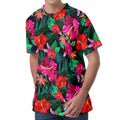 Hawaii Floral Flowers Pattern Print Men's Velvet T-Shirt