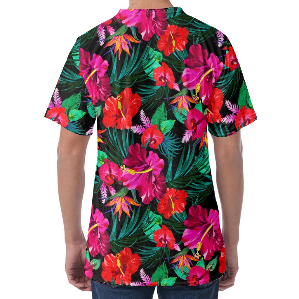 Hawaii Floral Flowers Pattern Print Men's Velvet T-Shirt