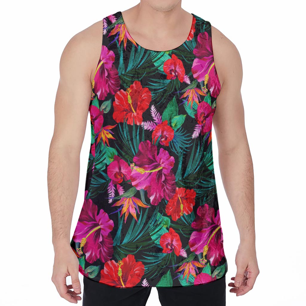 Hawaii Floral Flowers Pattern Print Men's Velvet Tank Top