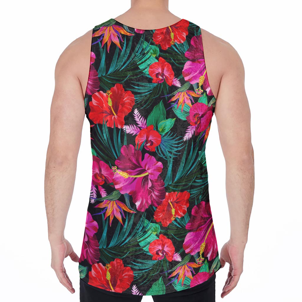 Hawaii Floral Flowers Pattern Print Men's Velvet Tank Top
