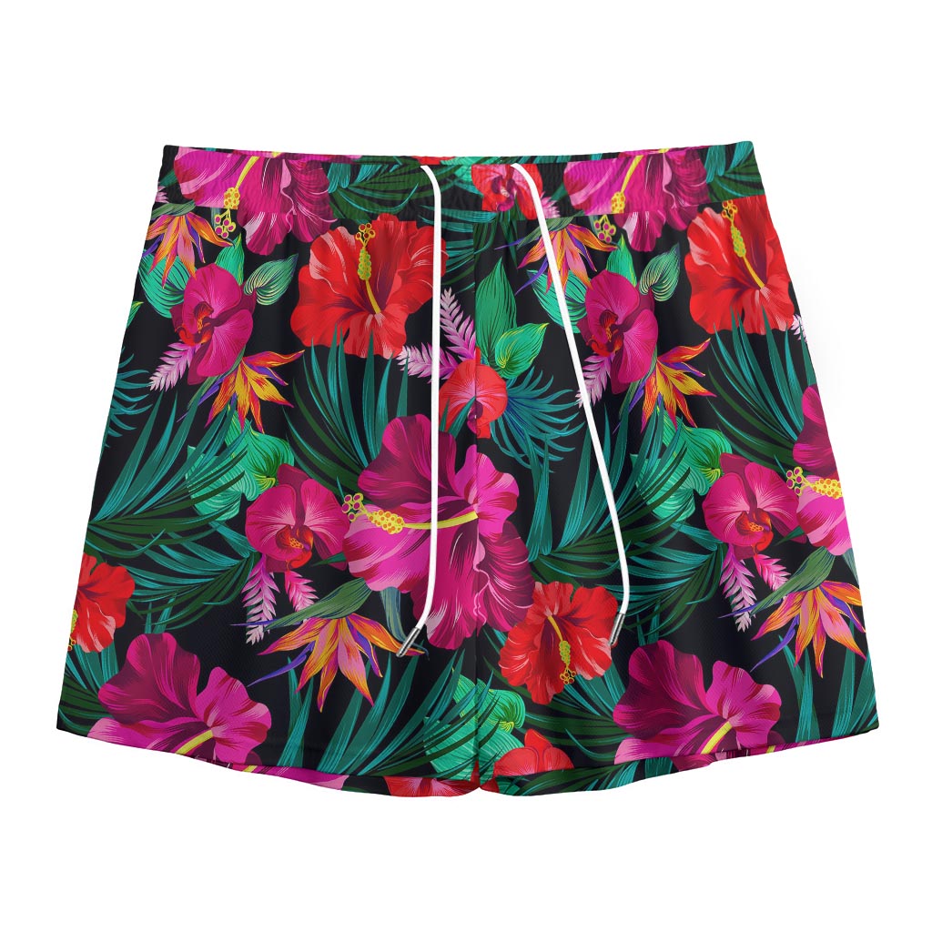 Hawaii Floral Flowers Pattern Print Mesh Shorts