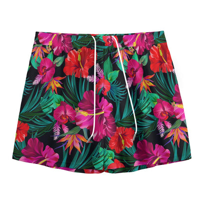 Hawaii Floral Flowers Pattern Print Mesh Shorts