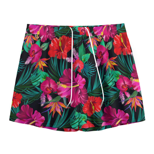 Hawaii Floral Flowers Pattern Print Mesh Shorts