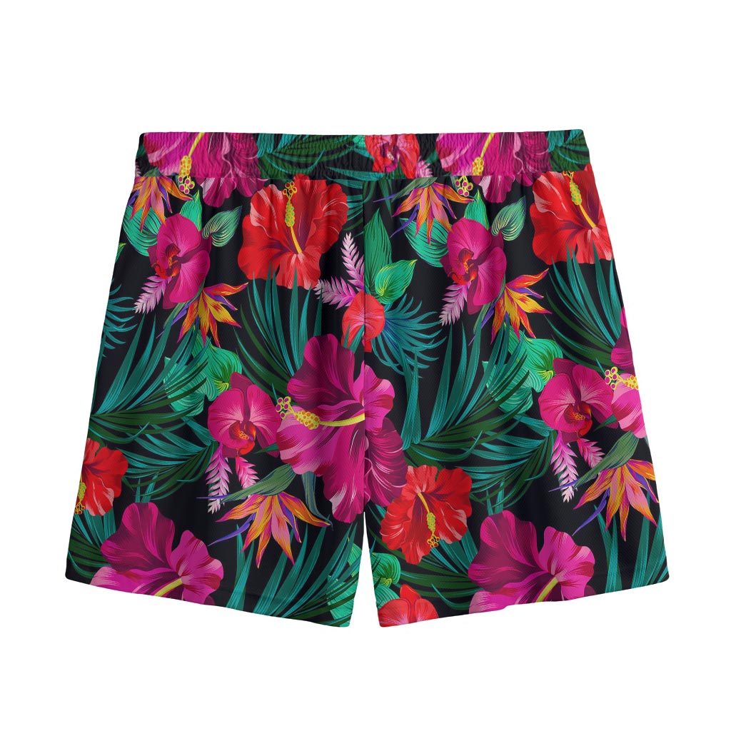 Hawaii Floral Flowers Pattern Print Mesh Shorts
