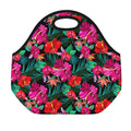 Hawaii Floral Flowers Pattern Print Neoprene Lunch Bag