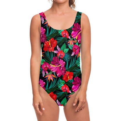 Hawaii Floral Flowers Pattern Print One Piece Swimsuit