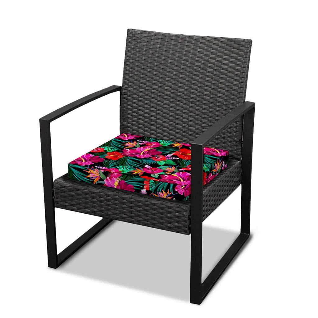 Hawaii Floral Flowers Pattern Print Outdoor Seat Cushion Cover
