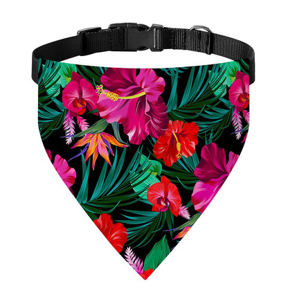 Hawaii Floral Flowers Pattern Print Over The Collar Dog Bandana