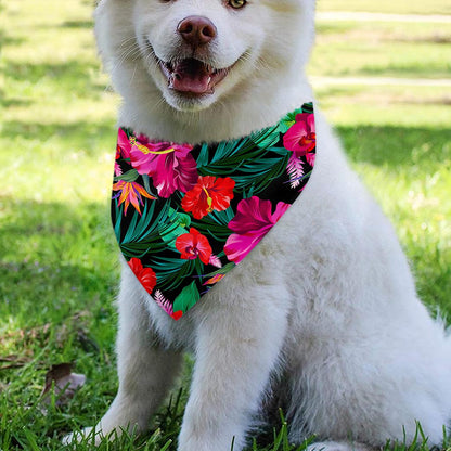 Hawaii Floral Flowers Pattern Print Over The Collar Dog Bandana
