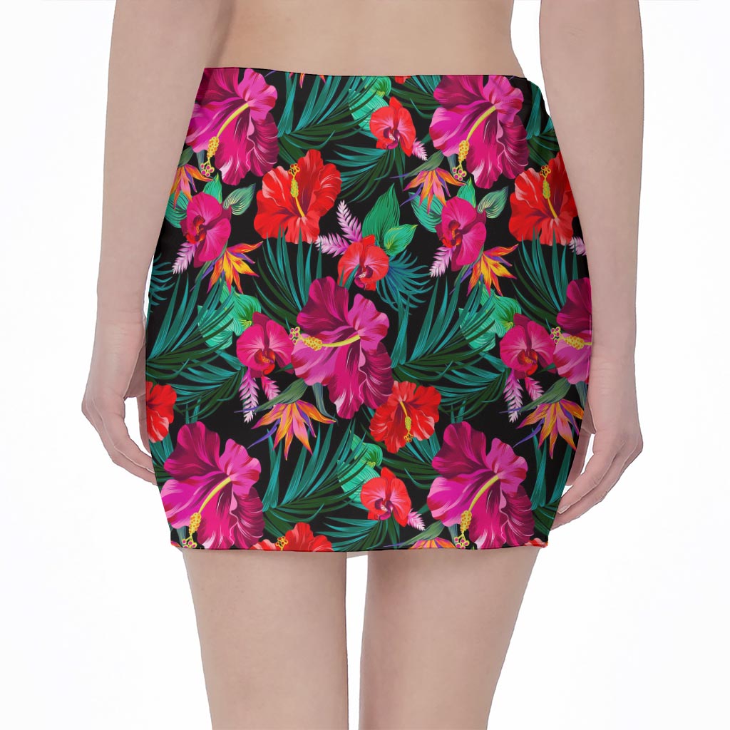 Hawaii Floral Flowers Pattern Print Pencil Mini Skirt