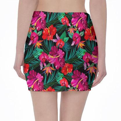 Hawaii Floral Flowers Pattern Print Pencil Mini Skirt