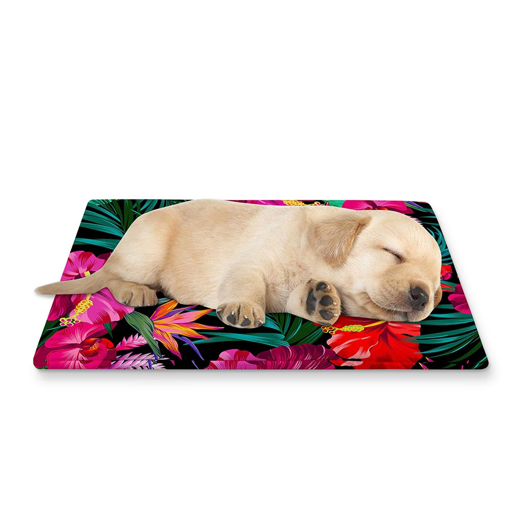 Hawaii Floral Flowers Pattern Print Pet Cooling Mat Cover