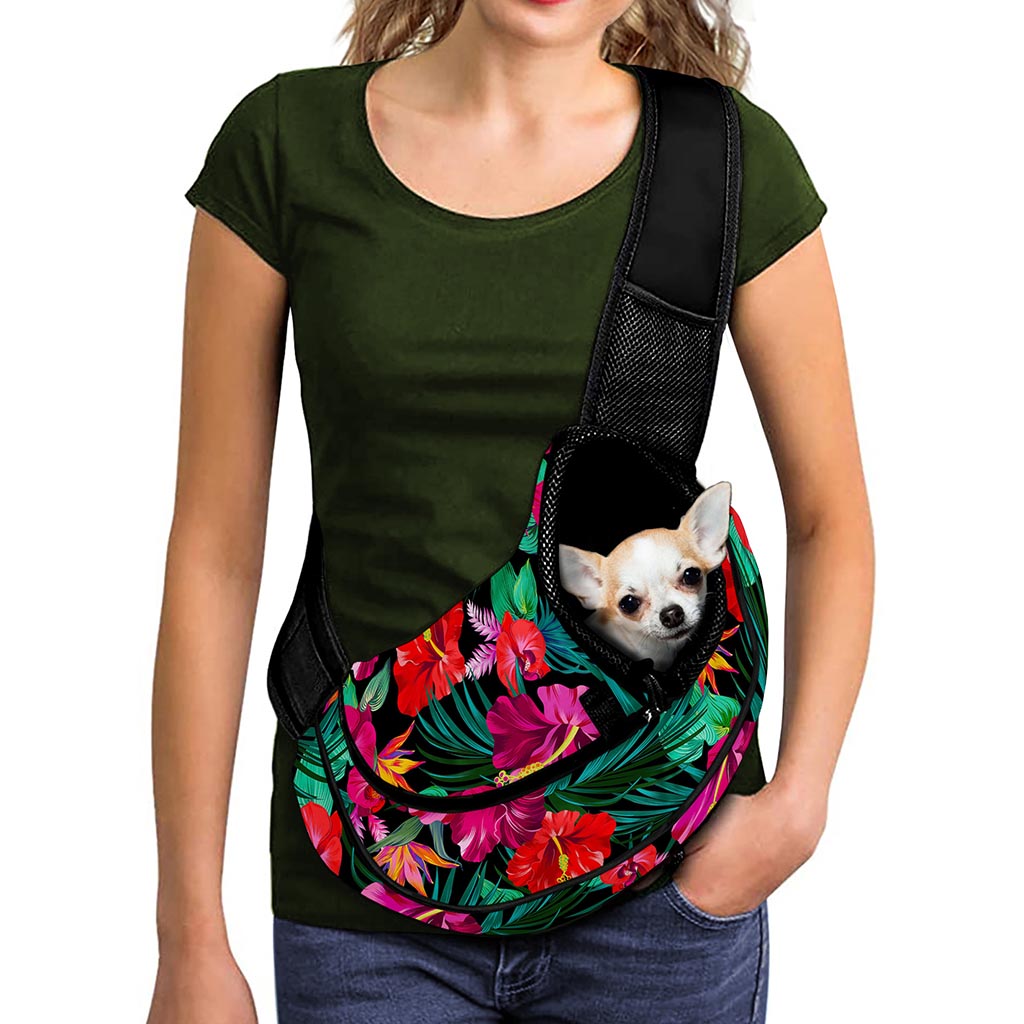 Hawaii Floral Flowers Pattern Print Pet Sling Carrier