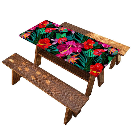 Hawaii Floral Flowers Pattern Print Picnic Table Cover