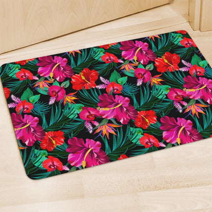 Hawaii Floral Flowers Pattern Print Polyester Doormat