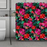 Hawaii Floral Flowers Pattern Print Polyester Shower Curtain