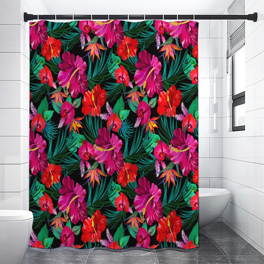 Hawaii Floral Flowers Pattern Print Premium Shower Curtain