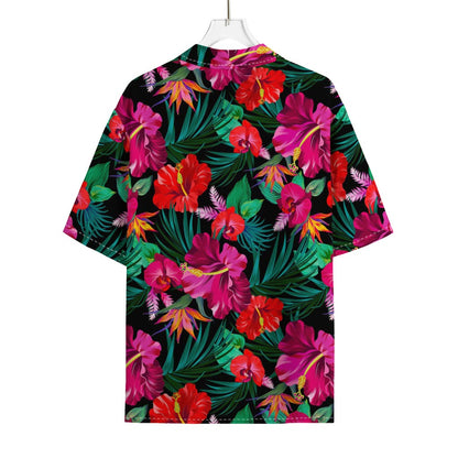 Hawaii Floral Flowers Pattern Print Rayon Hawaiian Shirt