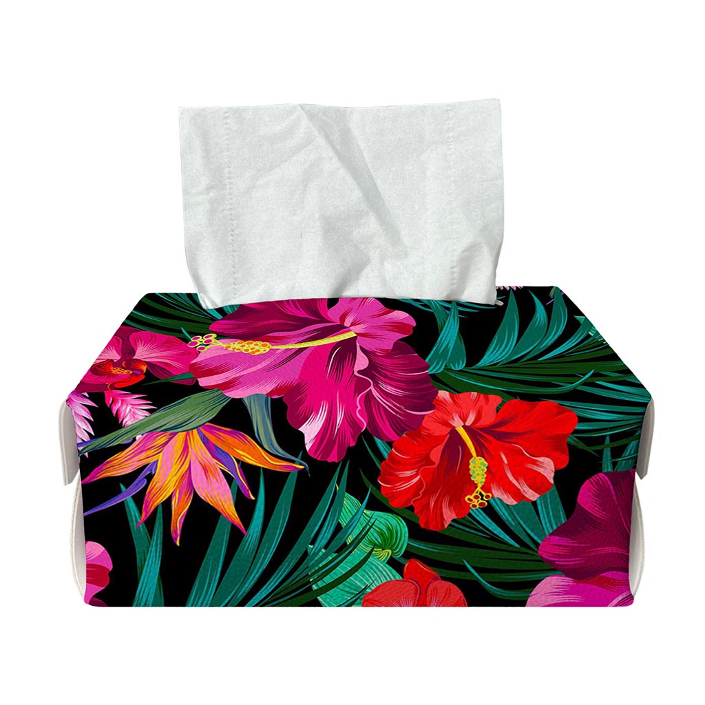 Hawaii Floral Flowers Pattern Print Rectangle Tissue Box Cover
