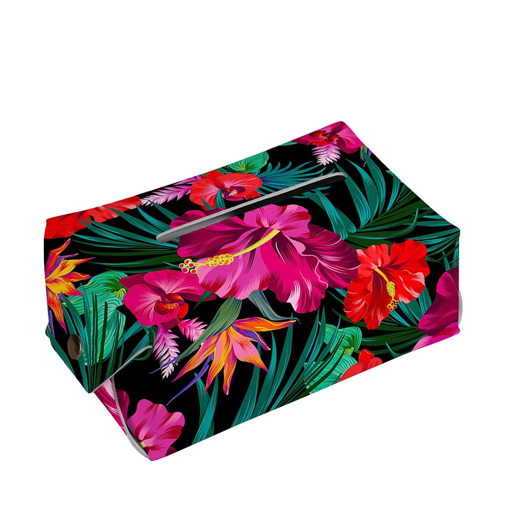 Hawaii Floral Flowers Pattern Print Rectangle Tissue Box Cover
