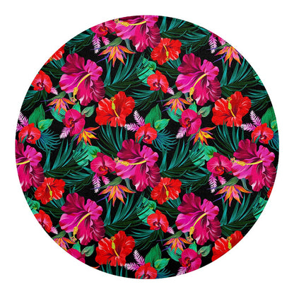 Hawaii Floral Flowers Pattern Print Round Blanket