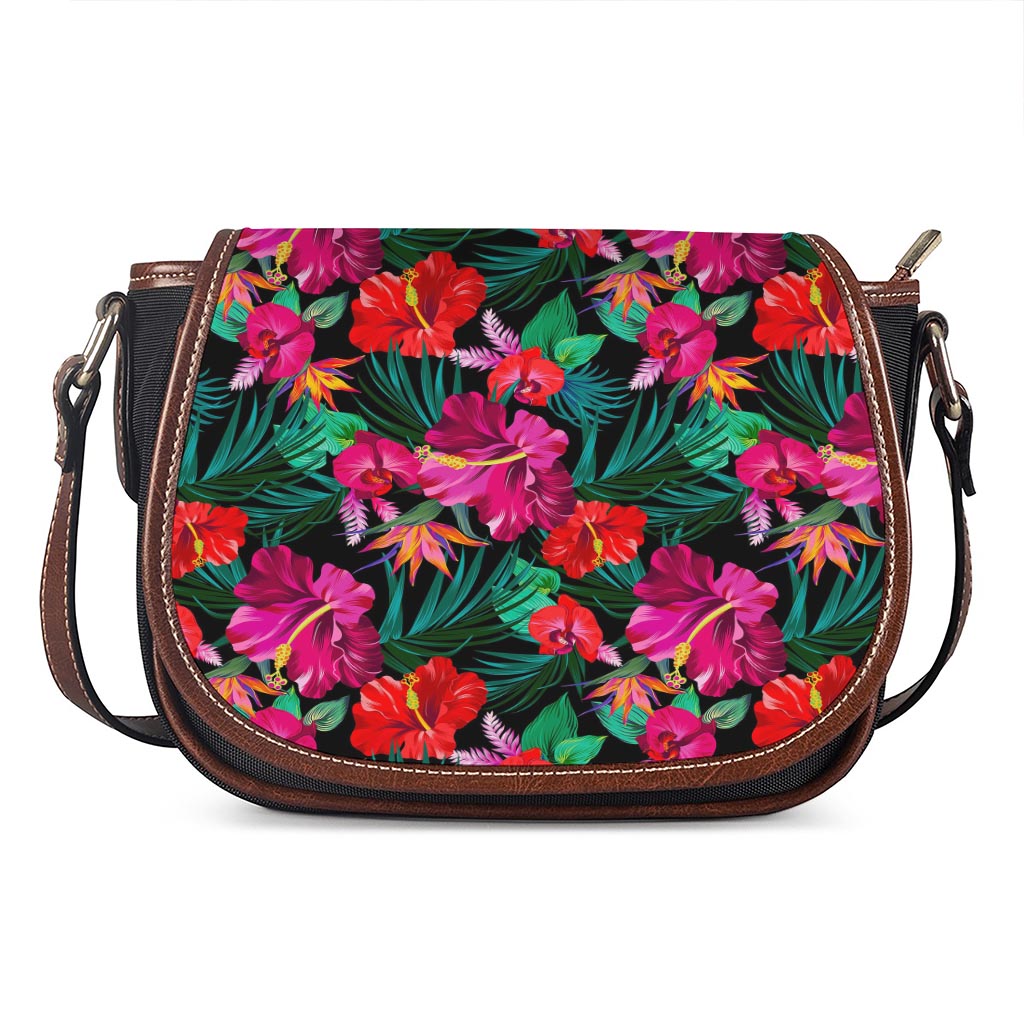 Hawaii Floral Flowers Pattern Print Saddle Bag