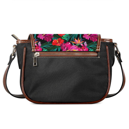 Hawaii Floral Flowers Pattern Print Saddle Bag