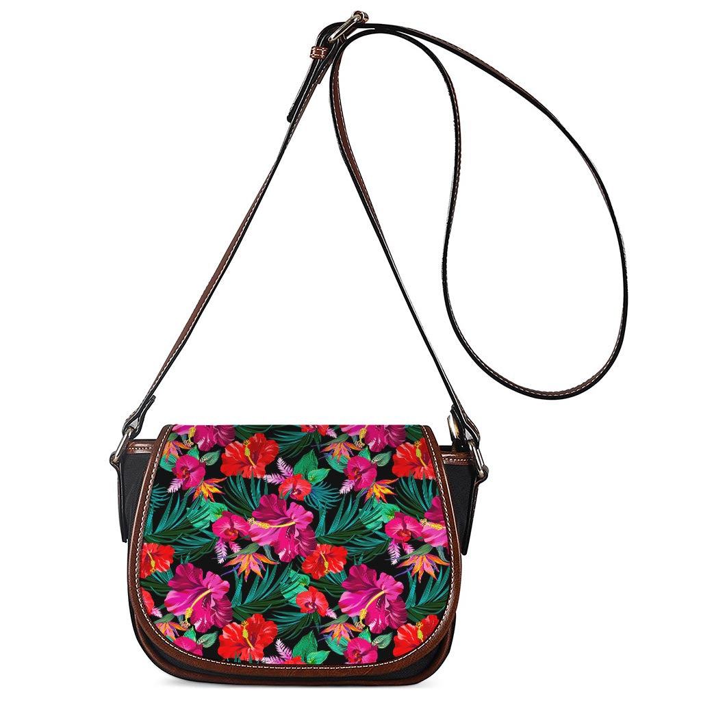 Hawaii Floral Flowers Pattern Print Saddle Bag