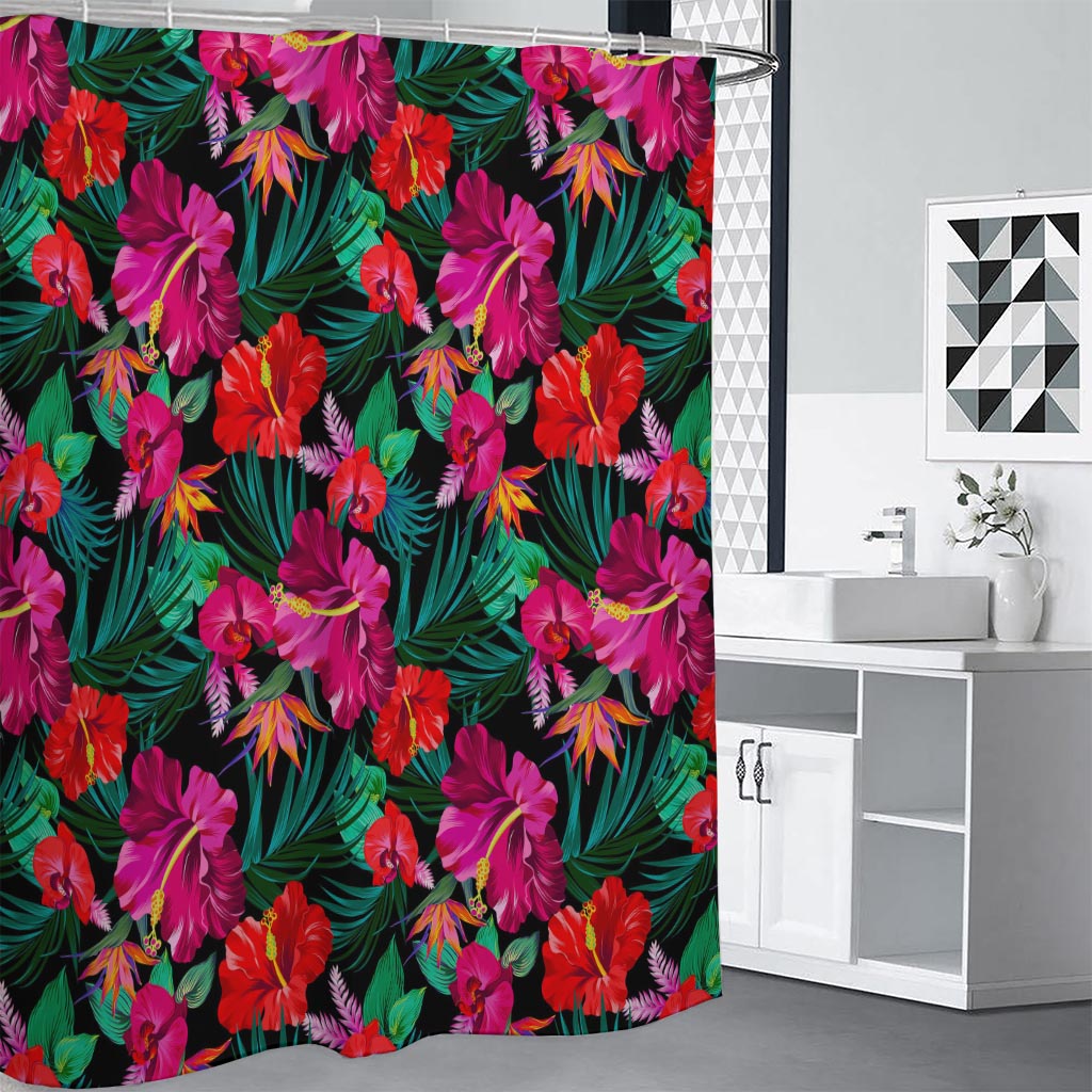 Hawaii Floral Flowers Pattern Print Shower Curtain