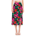 Hawaii Floral Flowers Pattern Print Side Slit Midi Skirt