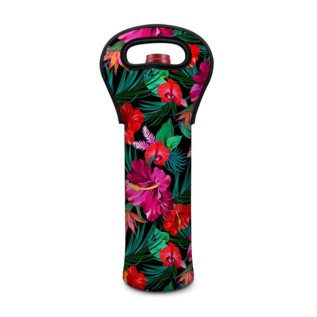Hawaii Floral Flowers Pattern Print Single Neoprene Wine Tote
