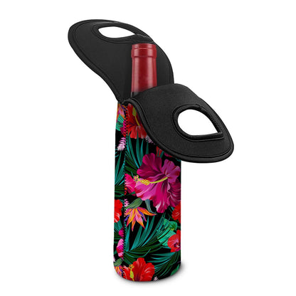 Hawaii Floral Flowers Pattern Print Single Neoprene Wine Tote