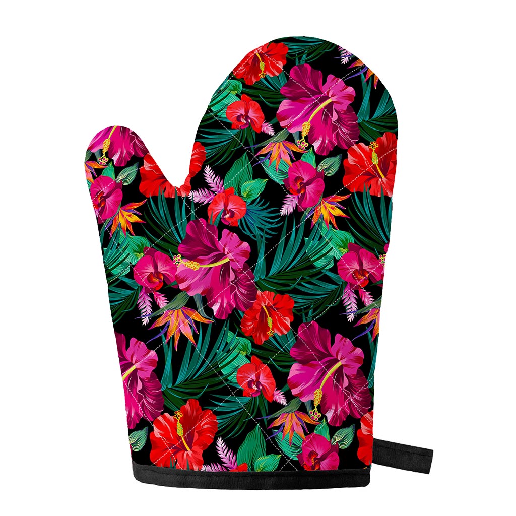 Hawaii Floral Flowers Pattern Print Single Oven Mitt