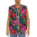 Hawaii Floral Flowers Pattern Print Sleeveless Baseball Jersey