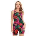 Hawaii Floral Flowers Pattern Print Sleeveless One Piece Swimsuit