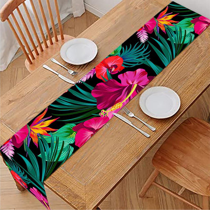 Hawaii Floral Flowers Pattern Print Table Runner