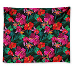 Hawaii Floral Flowers Pattern Print Tapestry