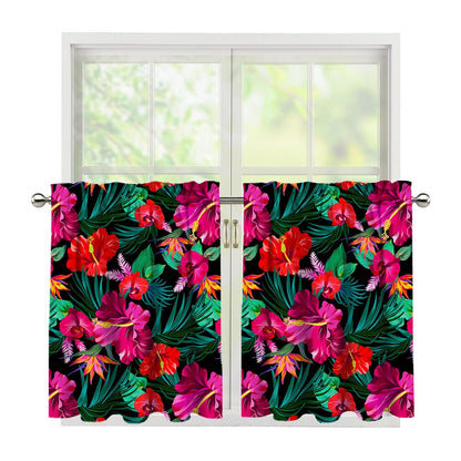 Hawaii Floral Flowers Pattern Print Tier Curtains