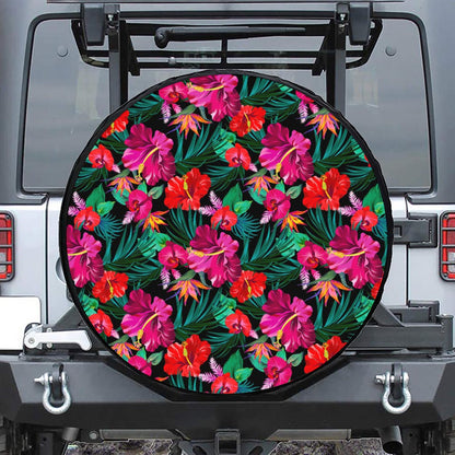Hawaii Floral Flowers Pattern Print Tire Cover