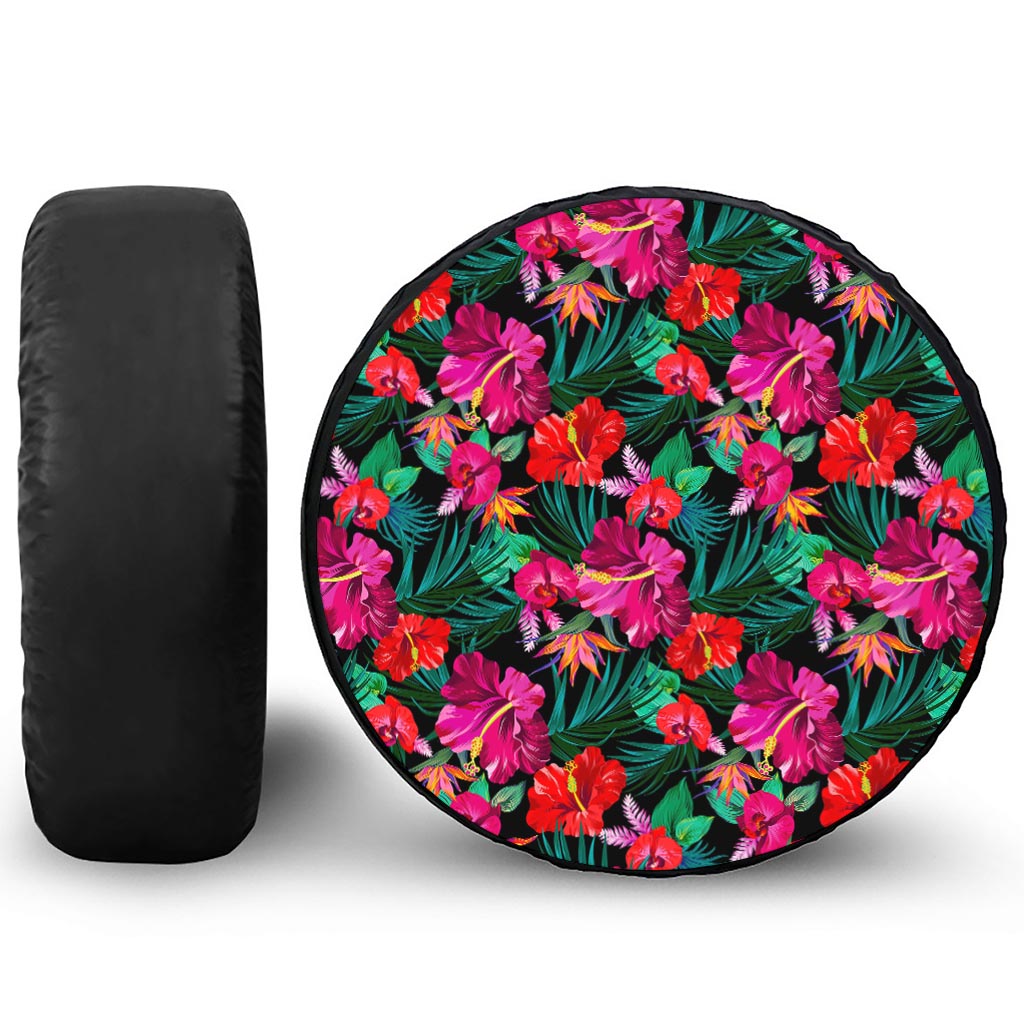 Hawaii Floral Flowers Pattern Print Tire Cover