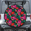 Hawaii Floral Flowers Pattern Print Tire Cover With Camera Hole
