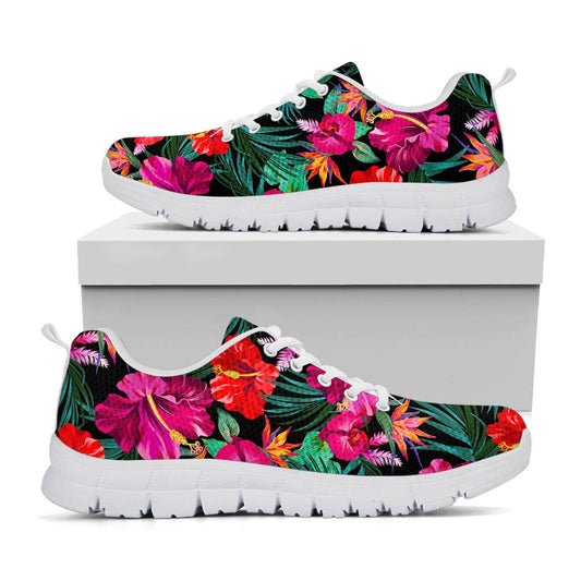 Hawaii Floral Flowers Pattern Print White Running Shoes