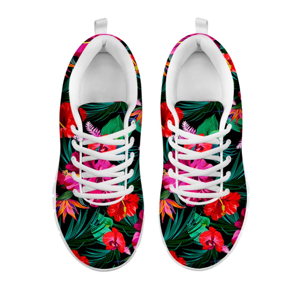 Hawaii Floral Flowers Pattern Print White Running Shoes