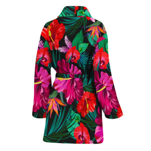 Hawaii Floral Flowers Pattern Print Women's Bathrobe