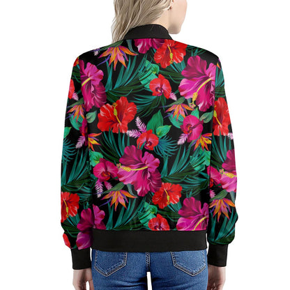 Hawaii Floral Flowers Pattern Print Women's Bomber Jacket