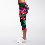 Hawaii Floral Flowers Pattern Print Women's Capri Leggings