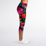Hawaii Floral Flowers Pattern Print Women's Capri Leggings